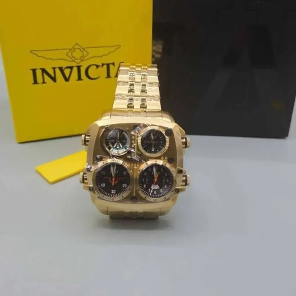 NEW Invicta Aviator Zulu Time 49604 Men's Watch 50mm Gold
